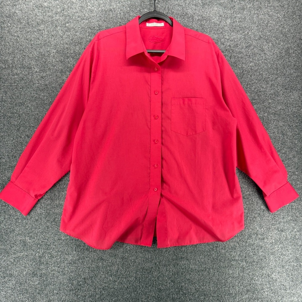 Foxcroft Shirt Womens Plus 18W Red Button Up Wrinkle Free Ladies Office Career